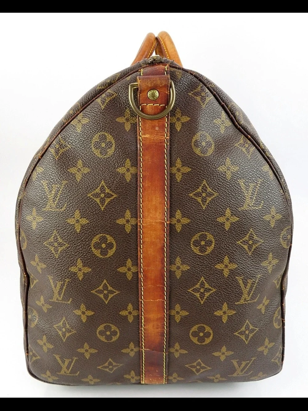Louis Vuitton Monogram Canvas Keepall Duffel with Tan Leather Trim